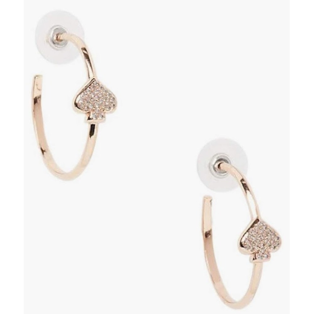 Kate Spade Everyday Spade Rose Gold Large Pave Crystal‎ Hoop Earrings